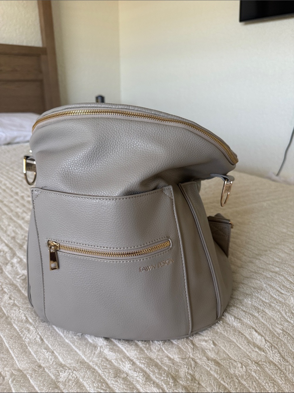 Fawn Design Taupe Pebble Leather Backpack
